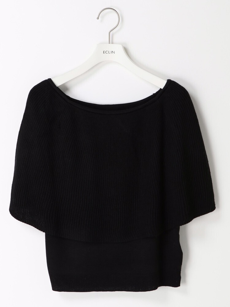 ECLIN ビックフリルショルダーニットトップス