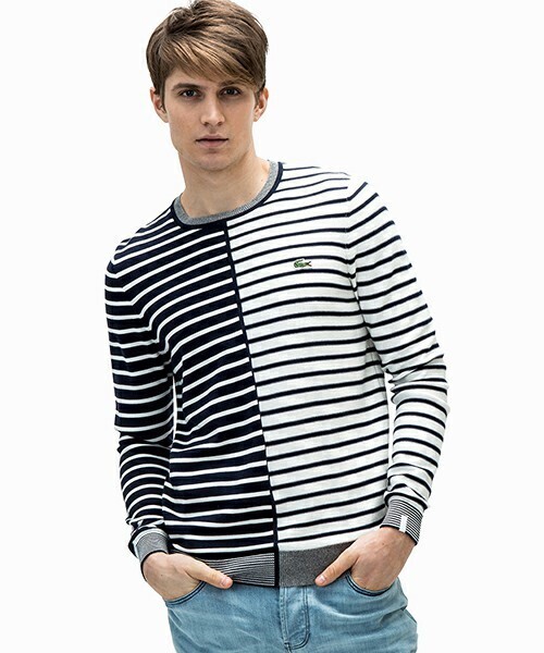 LACOSTE L!VE ミスマッチボーダーコットンニット