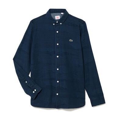 LACOSTE ウッドプリントコットンシャツ