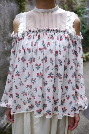 LOKITHO バラの花園柄プリント･ロングスリーブブラウス