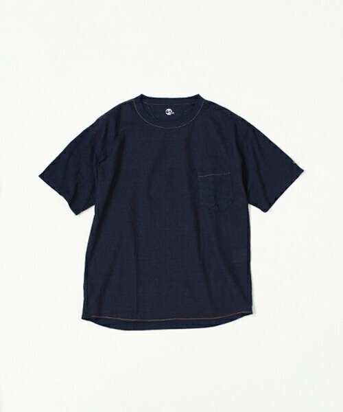 45R インディゴ布帛×天竺Tシャツ