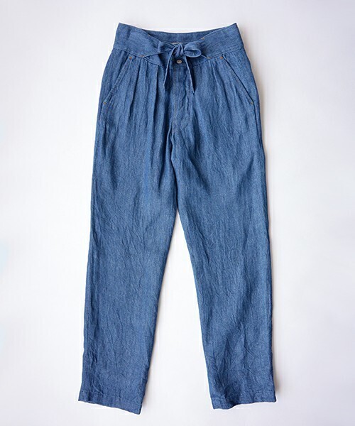 45R 藍リネンデニムパンツ