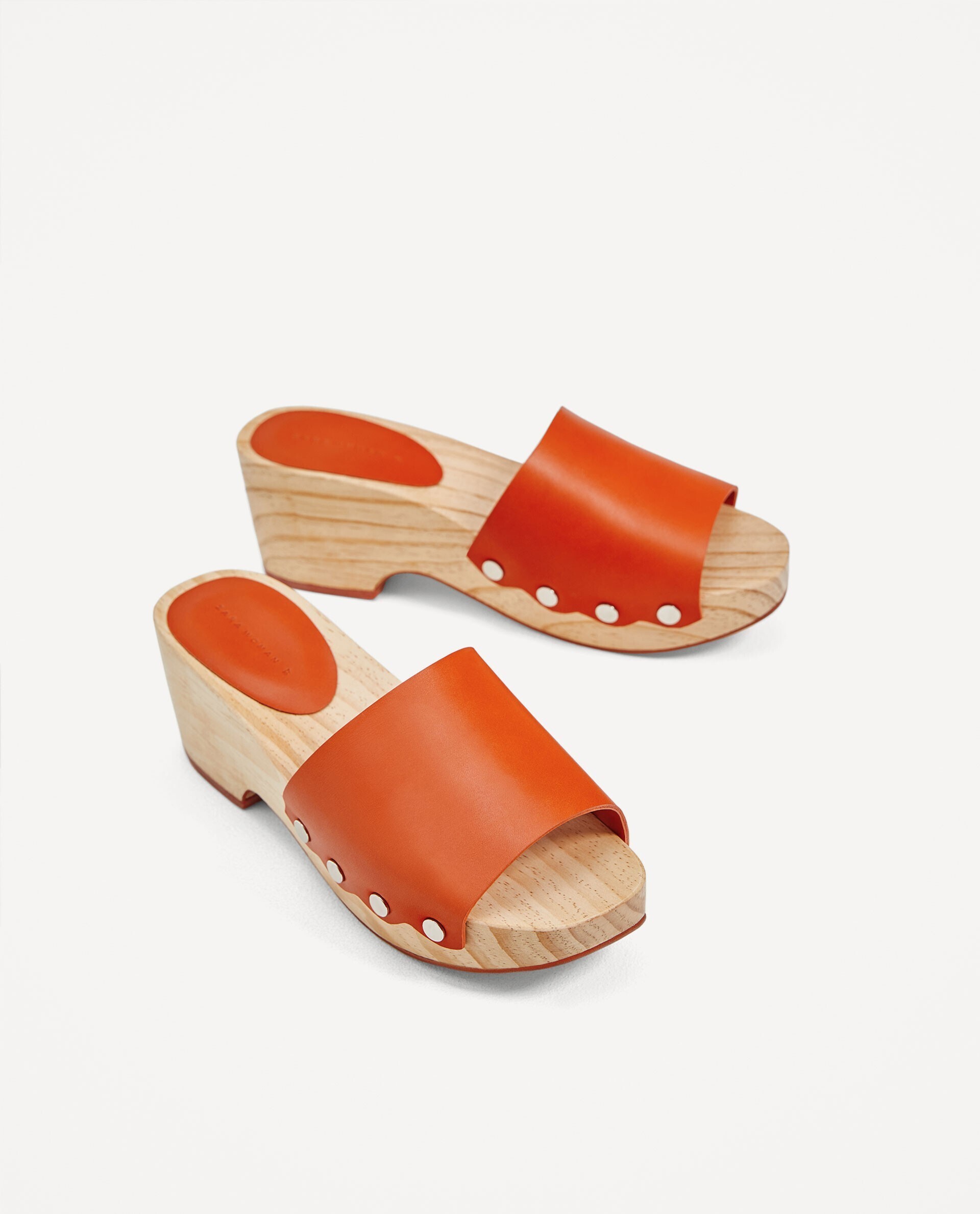 ZARA ウッド&レザーウェッジサンダル