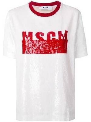 MSGM フロントロゴ スパンコールTシャツ