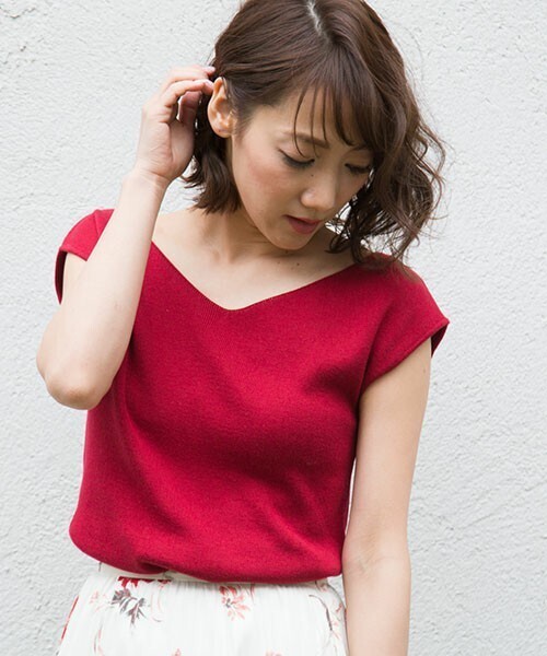 MERCURYDUO 総針Vネックノースリニット