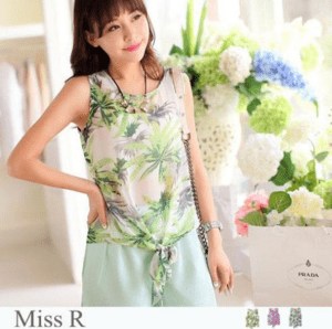 Miss R 【sh242】Miss R / シフォンノースリーブタンクトップス