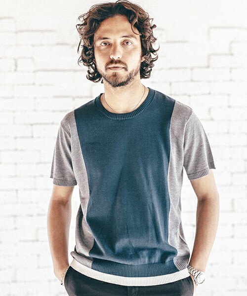 CAMBIO Loose Change Pattern Short Sleeve Knit Pullover ニット