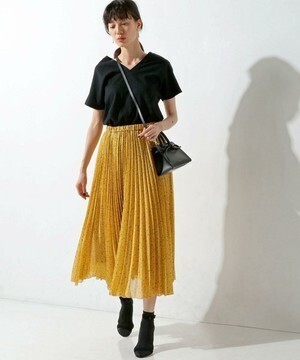 UNITED ARROWS UWMF フラワープリント プリーツ スカート