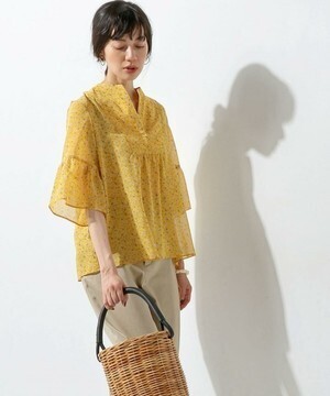 UNITED ARROWS UWMF フラワープリント ショートスリーブ ブラウス