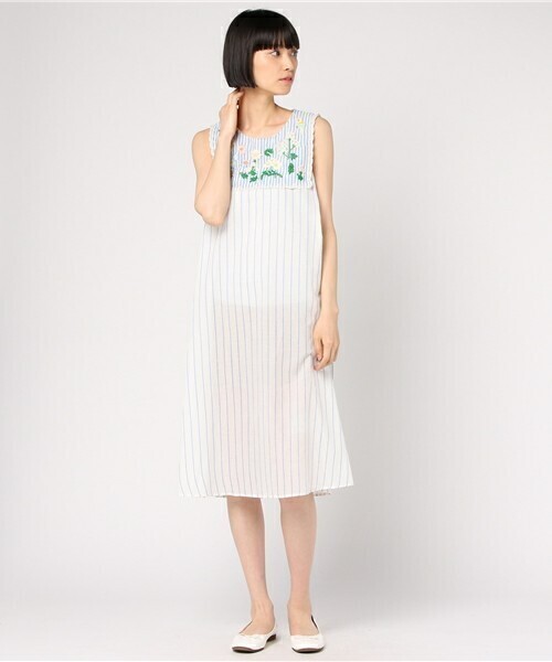 Cherir la femme しましまカラフルワンピース