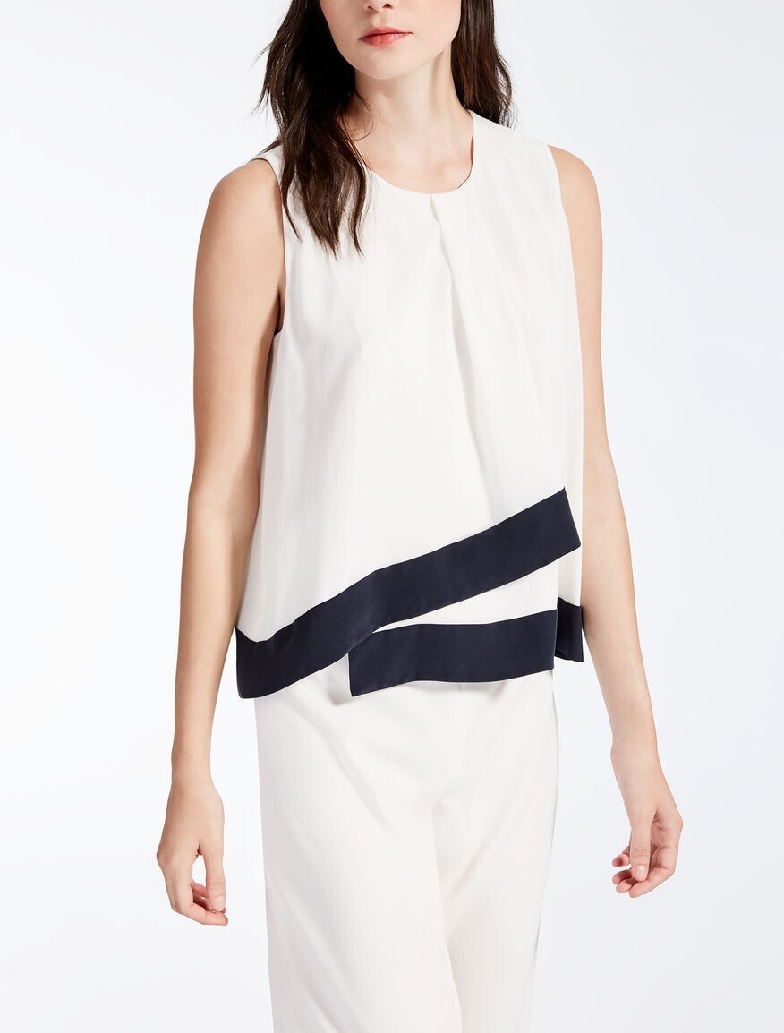 Max Mara シルク クレープ デシン バイカラー トップ