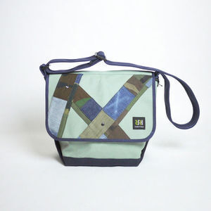 Double R Hampu Basic Shoulder / Smokey Celadon×Navy