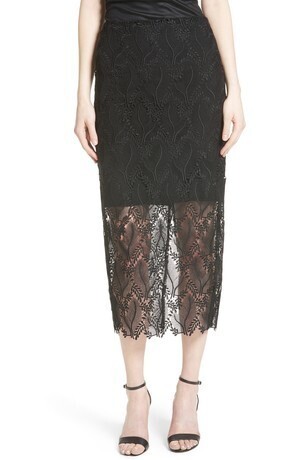 DIANE von FURSTENBERG Lace Overlay Pencil Skirt