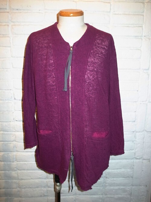 DIET BUTCHER SLIM SKIN Garment dyeing zippered long cardigan