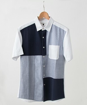 a.v.v パッチワークオックスフォードシャツS/S