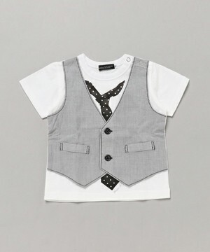 BeBe ストライプベスト付き半袖Tシャツ