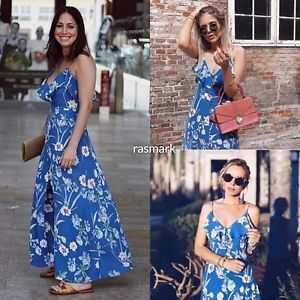 ZARA Blue Floral Printed Long Maxi Dress