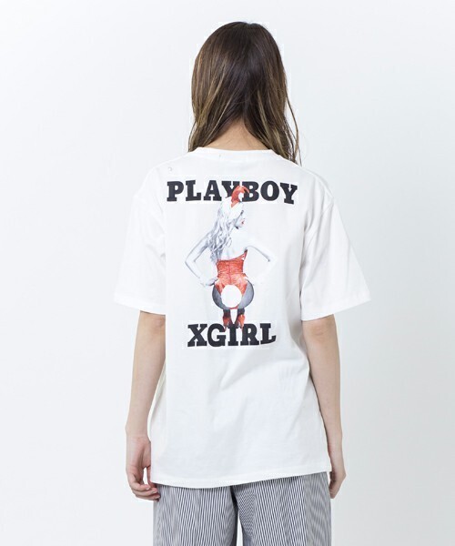 X-girl 【X-girl × PLAYBOY】 BUNNY GIRL POCKET S/S MENS TEE