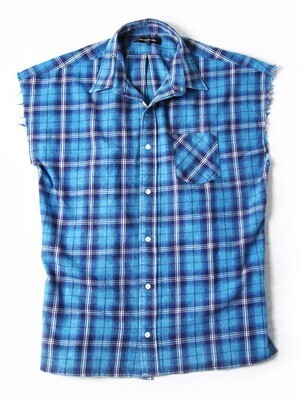 JACKROSE カットオフノースリーブチェックシャツ