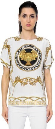 Versace ICONIC プリント TWILL SILK TOP