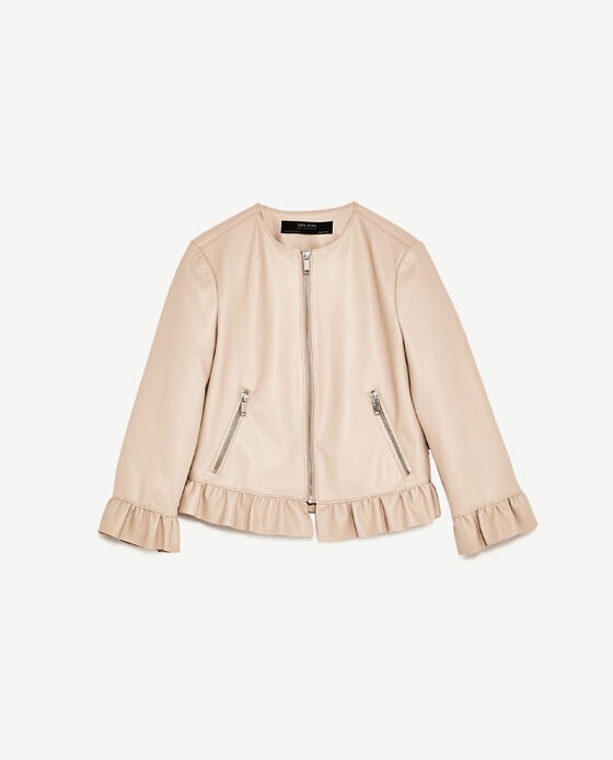 ZARA レザーテイストフリル付きジャケット