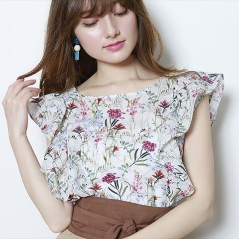 Mystrada ラッフル袖フレアブラウス