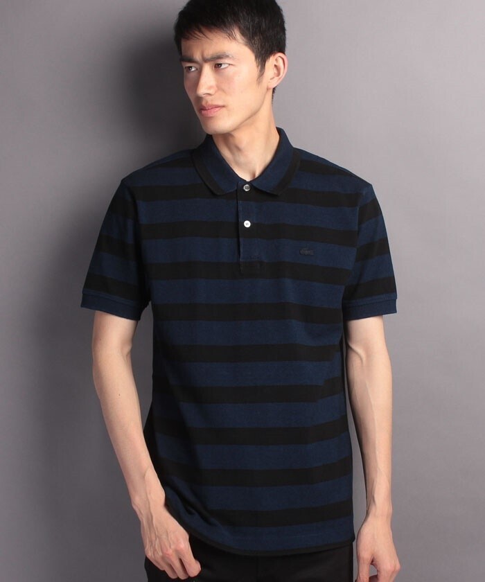 LACOSTE インディゴ染めボーダーポロシャツ　(半袖)