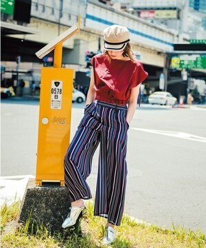 SPIRALGIRL マルチストライプワイドパンツ