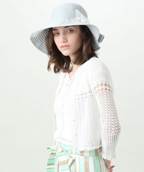 TO BE CHIC コットンクロシェニットカーディガン