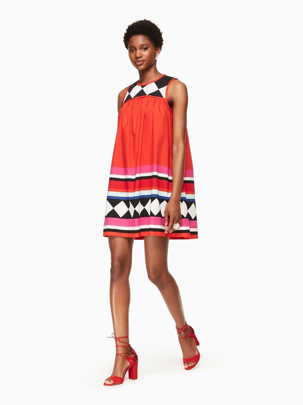 kate spade new york HAUTE STUFF GEO BORDER BABYDOLL DRESS