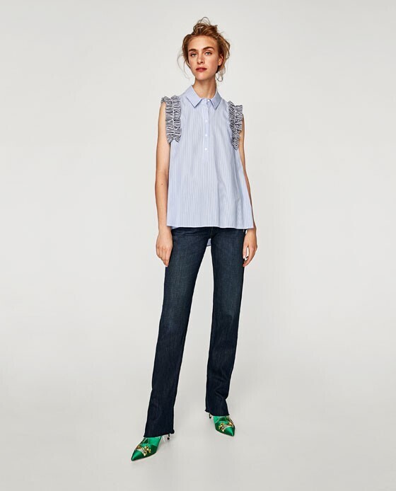 ZARA フリルポプリンシャツ