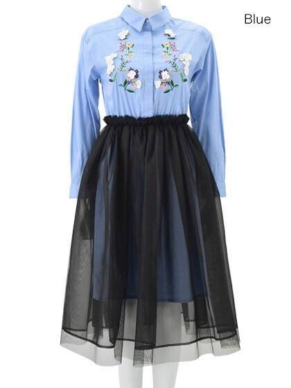 Chesty Embroidery Shirt Onepiece