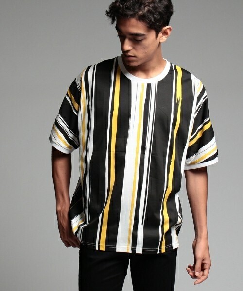 tk.TAKEO KIKUCHI ペイントストライプドルマンTシャツ
