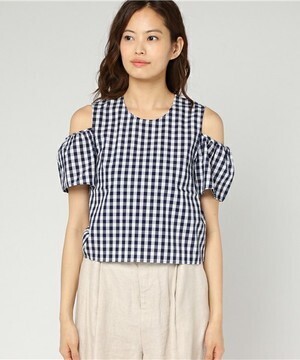 SLY GINGAM OPEN SHOULDER TOPS