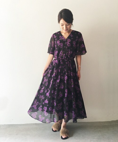 Banner Barrett STRIPE CREPE FLOWER PRINT LONGDRESS