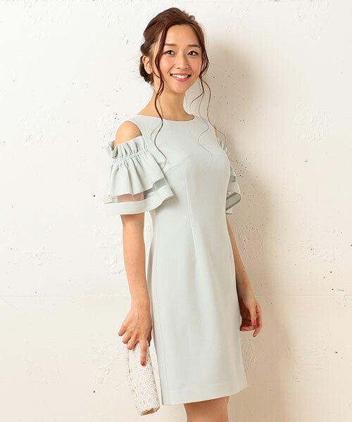 ROYAL PARTY オフショルフリルスリーブワンピース