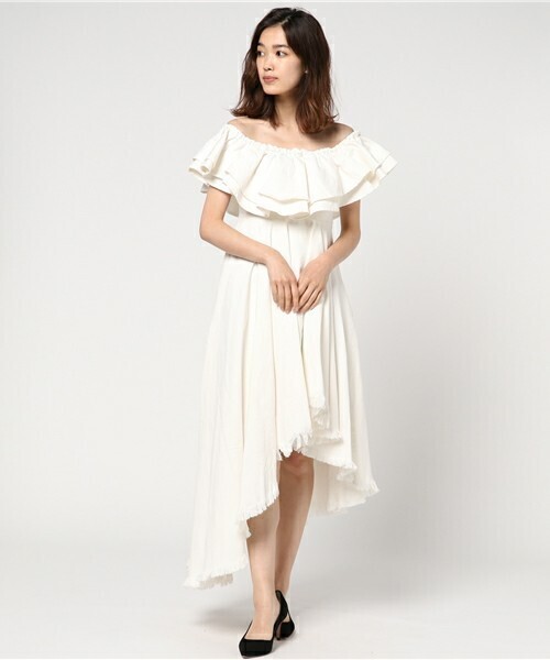 eimy istoire frill bare denim dress