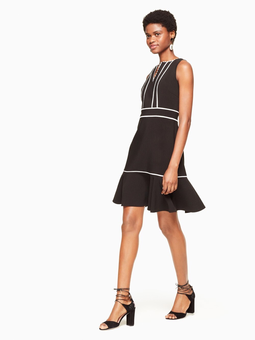kate spade new york SCENIC ROUTE LACE INSET CREPE DRESS