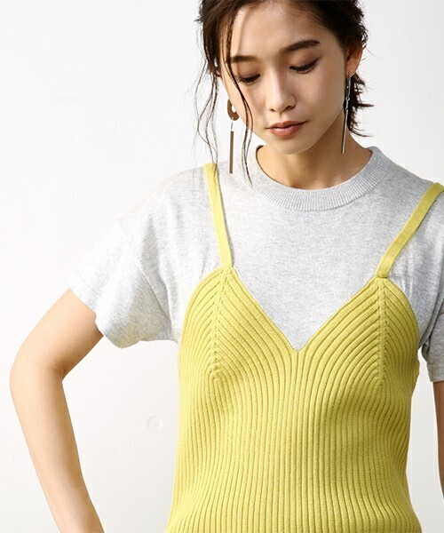 AZUL by moussy キャミレイヤード半袖ニットPO