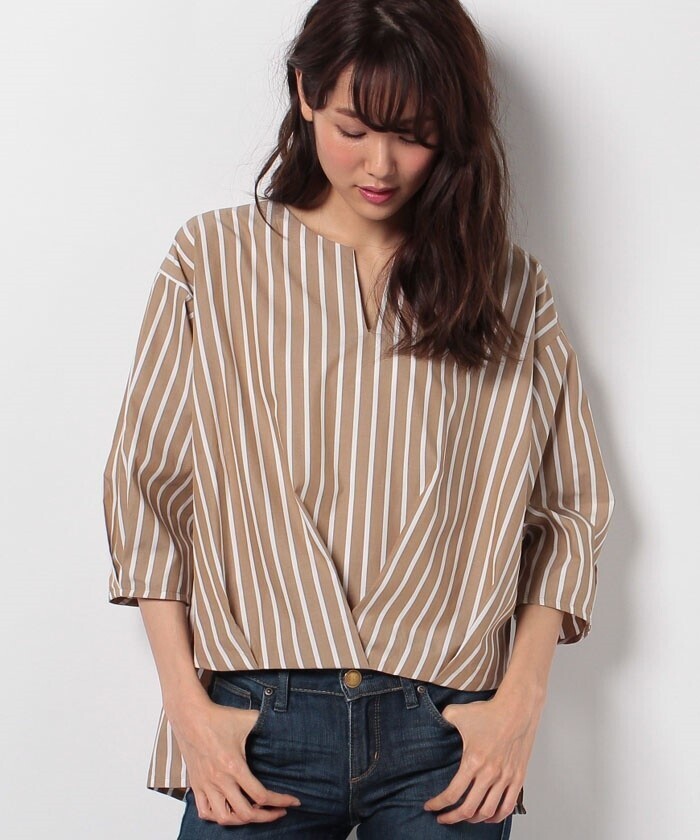 Droite lautreamont タイプライターストライプブラウス