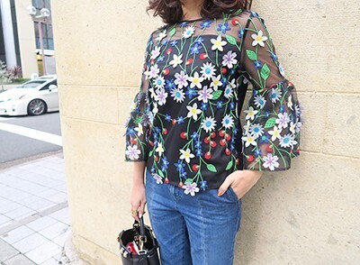 Chesty Tulle Embroidery Tops