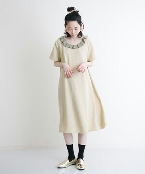 merlot plus バックリボンピエロ襟ワンピース