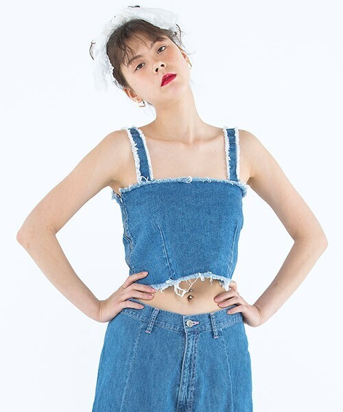 Little sunny bite denim bustier ビスチェ