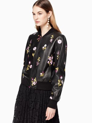 kate spade new york マシェリ イン ブルーム レザー ボンバー ジャケット