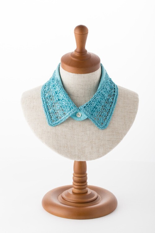 LA COLLETÉ レース刺繍付け襟(ターコイズ)