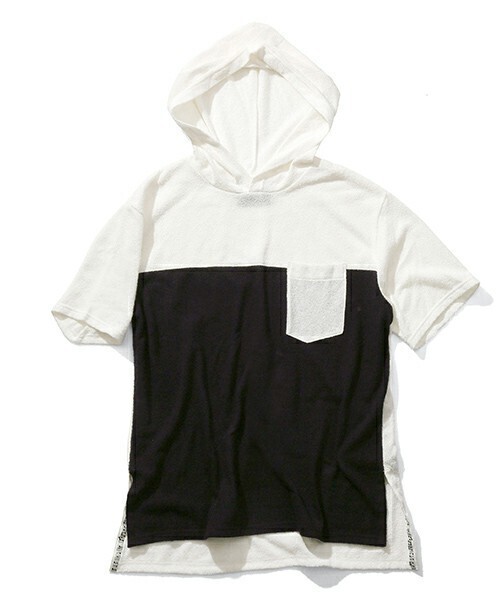 NUMBER (N)INE 2TONE SIDE SLIT HOODED POCKET T-SHIRTS_PILE