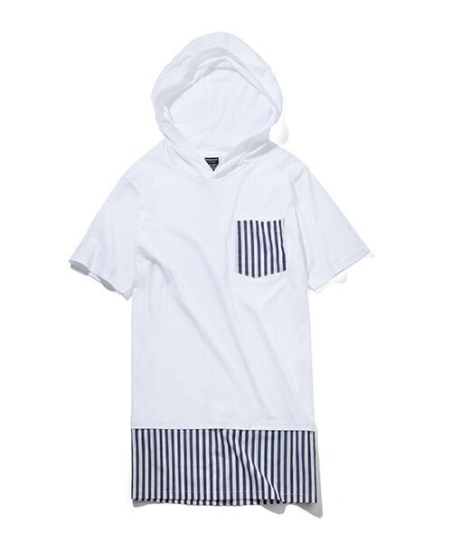 NUMBER (N)INE LAYERE HOODED POCKET T-SHIRTS_STRIPE