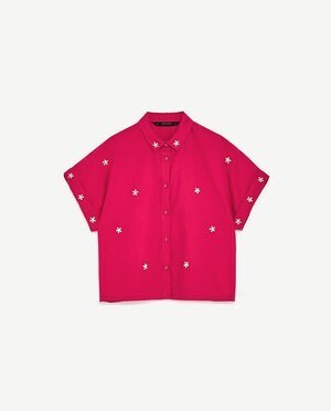 ZARA パール付きクロップドシャツ