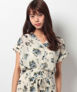 Avan Lily 中花柄VネックBL