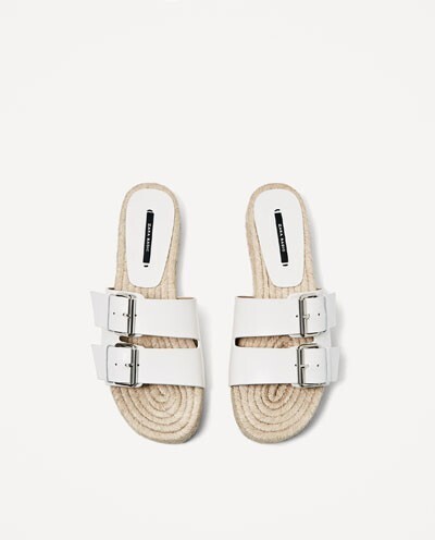 ZARA BUCKLED LEATHER SLIDES